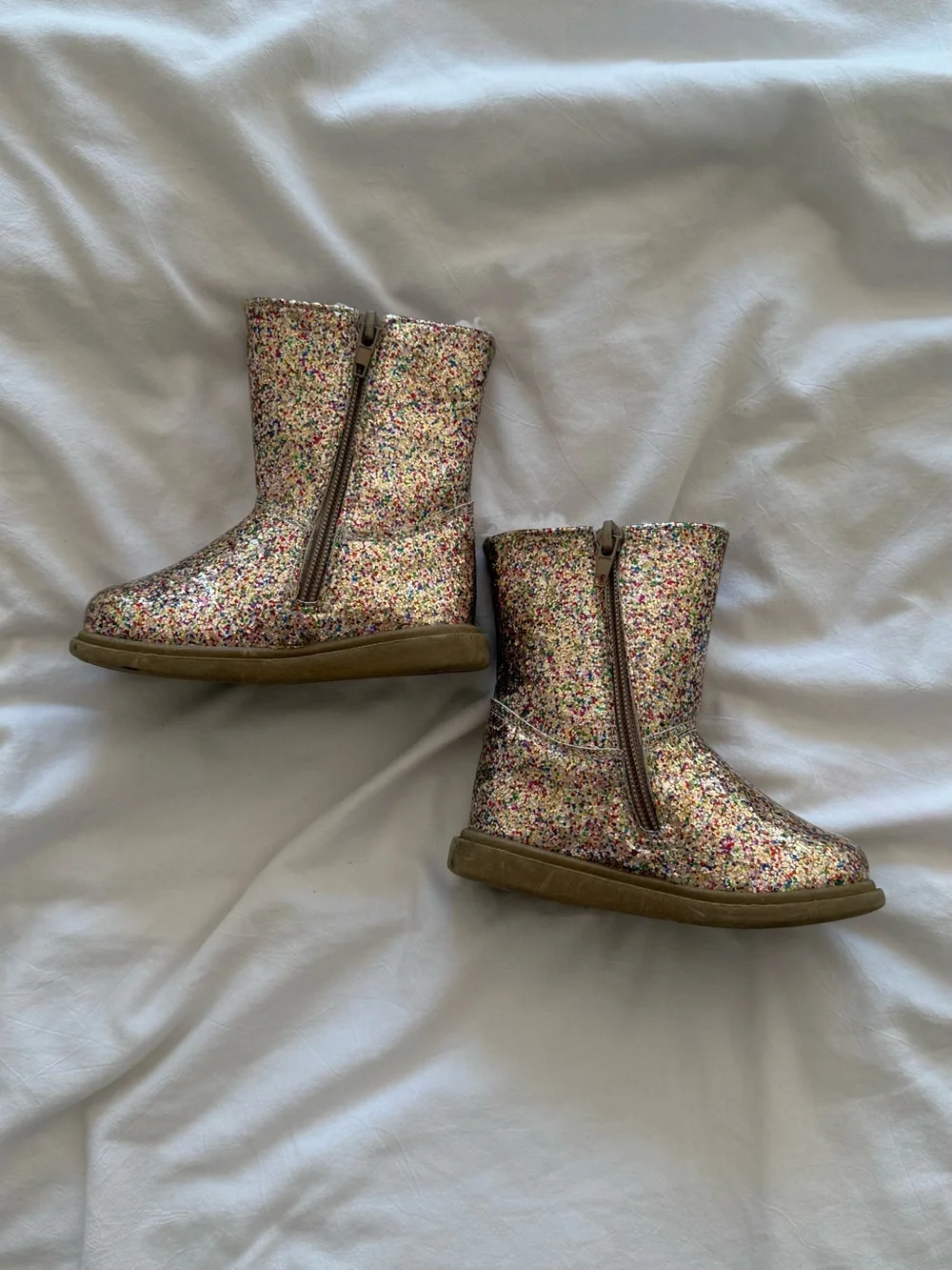 Rachel Shoes Candi Toddler Glitter Boots Faux Fur Lined Mid-Calf 7M